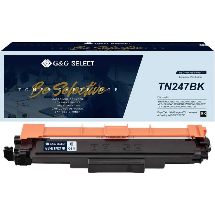 G&G Select Toner, kompatibel mit Brother TN-247BK, Schwarz, hohe Seitenleistung und brillante Druckqualität