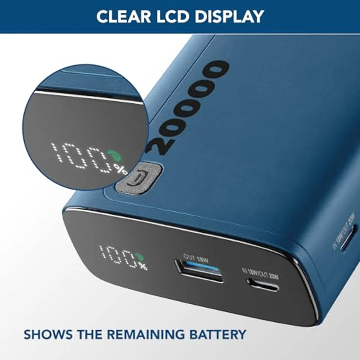 Cellularline Elite 20000 PD Portable Charger Powerbank Black, 20.000 mAh, 2 USB-C-Ports, LCD-Display – Bild 4