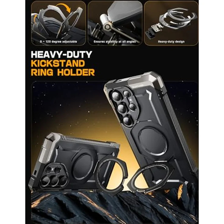SupCase Samsung Galaxy S25 Ultra Hülle mit Ringständer Unicorn Beetle Grip SPen Friendlich Schwarz [MagSafe kompatibel] – Bild 5