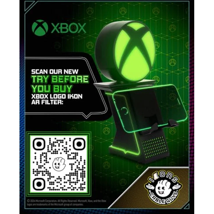 Cable Guys Xbox IKON Light Up Phone and Device Stand, 20cm, mit beleuchtetem Xbox-Symbol in Schwarz und Grün, R.E.S.T. System – Bild 5