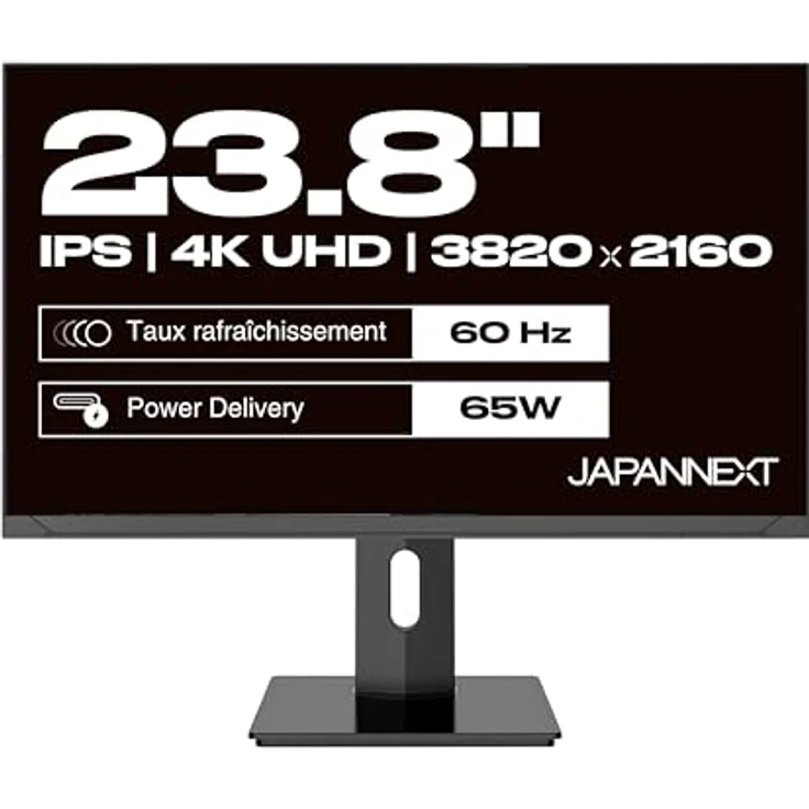 JapanNext JN-IPS2380UHDR-C65W-HSP, 23,8" IPS 4K UHD Monitor mit USB-C-Laden (65W), Höhen- & Neigungsverstellbar, integrierten Lautsprechern, 100% sRGB, G-Sync/FreeSync, 2 Jahre Garantie – Bild 2