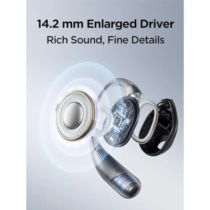 1MORE S31 Open Ear Kopfhörer Bluetooth 5.3, Ultraleichte Kopfhörer Kabellos mit Ohrbügel, Headphones mit ENC Mikrofon, 38 Std. Spielzeit, IPX5, Druckvoller Bass, Ohrhörer für Sports/Fitness, in Schwarz – Bild 2