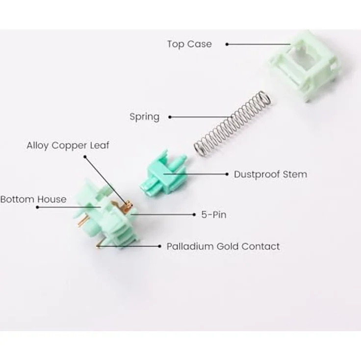 Akko Botany Switch 45x, mechanisch, 5-Pin, linear, MX-Stem, 38g – Bild 3