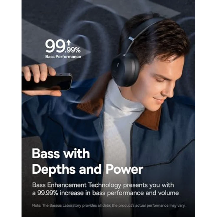 Baseus Bass 30 Max Wireless Bluetooth In-Ear Kopfhörer 5.3 - Schwarz, Bluetooth 5.3, bis zu 50 Stunden Wiedergabe, USB-C-Ladeanschluss – Bild 3