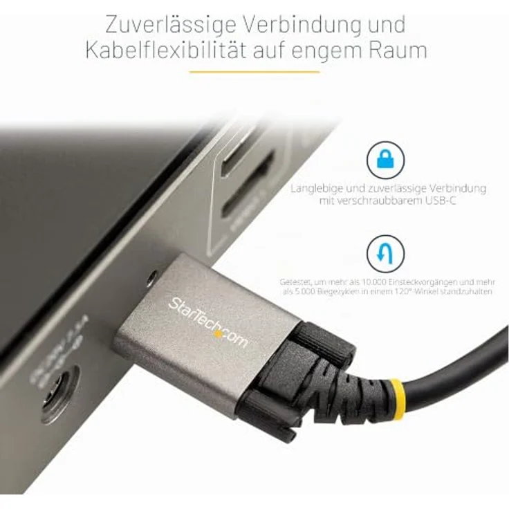 StarTech.com USB 3.1/3.2 Gen 2 Typ-C Kabel, 100W Power Delivery, DP Alt Modus, 50 cm, Grau/Schwarz – Bild 3