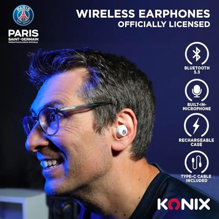 Konix PSG, Kabellose In-Ear Kopfhörer mit 15 Stunden Akkulaufzeit und IPX4 Schutz, Weiss – Bild 4