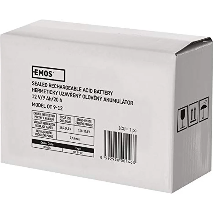 EMOS Wartungsfreier Bleiakku 12V 9Ah AGM Batterie Faston 6,3mm Anschluss für USV-Geräte 151x65x94 mm – Bild 5