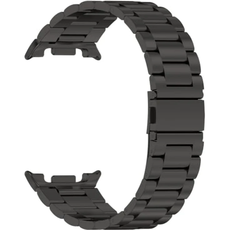 Wigento Edelstahl Armband für Samsung Galaxy Watch 8 / 8 Classic, Drei-Perlen-Design mit Faltverschluss, Schwarz – Bild 2