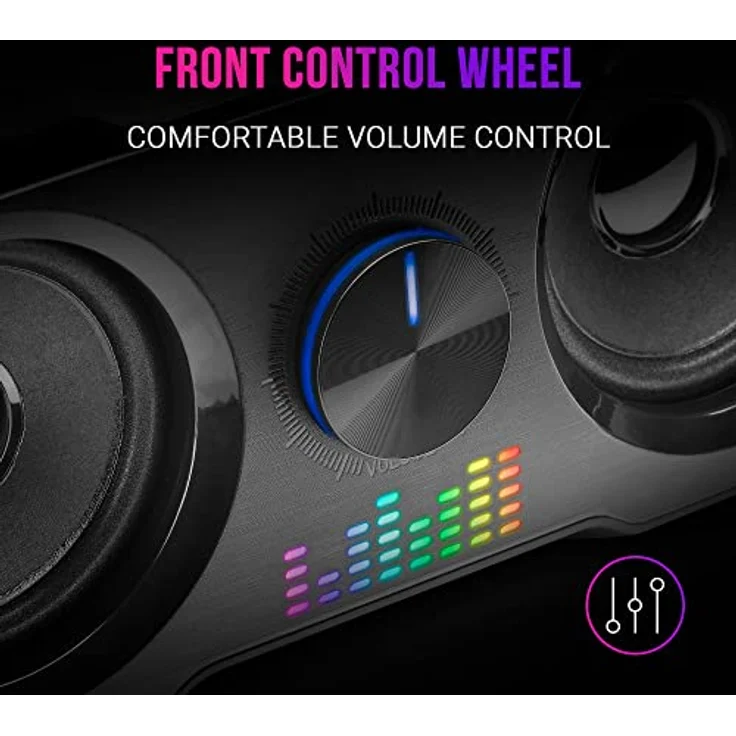 Mars Gaming MS22, Kompakte Gaming Lautsprecher 2.2, RGB Flow, Subwoofer + 4 Aktiv-Lautsprecher, DSP Sound 35W, Schwarz – Bild 5