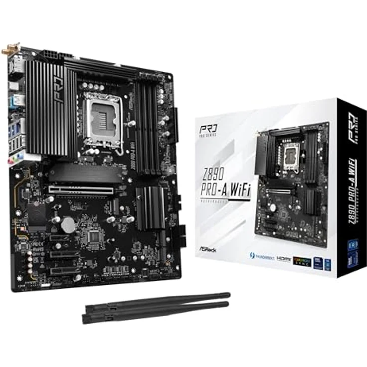 ASRock Z890 Pro-A W 90-MXBP60-A0UAYZ, ATX Mainboard für Intel Core Ultra Prozessoren, DDR5 bis zu 9066 MHz, blau – Bild 1