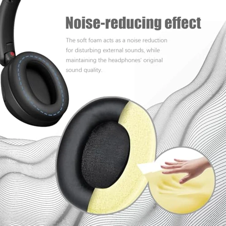 INF Ohrpolster für Sony WH-XB910N, Ersatz Ear Pads aus Kunstleder mit Schaumstofffüllung, 1 Paar, Einfache Montage – Bild 5