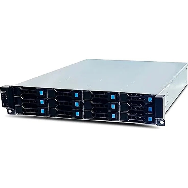 FANTEC 2563 SRC-2012X07-12G/6G 19" 4HE 680mm Storage Gehäuse, 12x SAS/SATA Einschübe mit je 2 Status LEDs, Einschübe für 3,5" und 2,5" Datenträger, 1x USB 2 Anschluss, 3X 80mm Lüfter