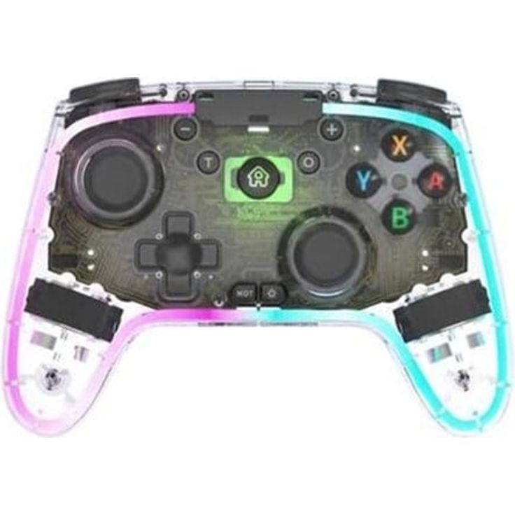 Deep Explorer Neon Transparent, Kabelloser Controller für Nintendo Switch und Switch 2, 600-mAh-Akku mit bis zu 10 Stunden Spielzeit
