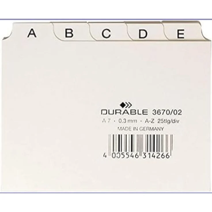 DURABLE Aktenordner Durable 3670 02 Leitregister A-Z - DIN A7 quer, weiß - Zeit sparen durch bessere Übersicht – Bild 4