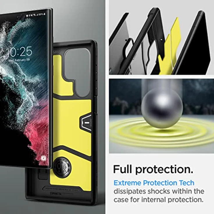 Spigen Tough Armor Hülle Kompatibel mit Samsung Galaxy S22 Ultra -Schwarz, Doppelschichtige Schutzhülle mit Kickstand und Eckschutz – Bild 4