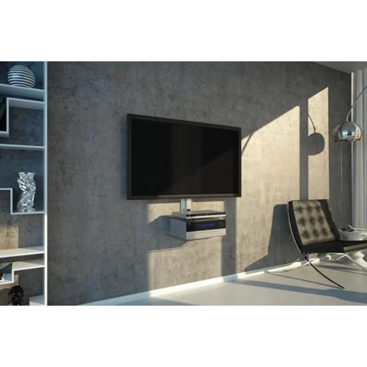 NEG Multimedia TV-Rack Suspender 502S (Silber) mit 2 Glas-Ablagen und Kabelmanagement-System – Bild 2