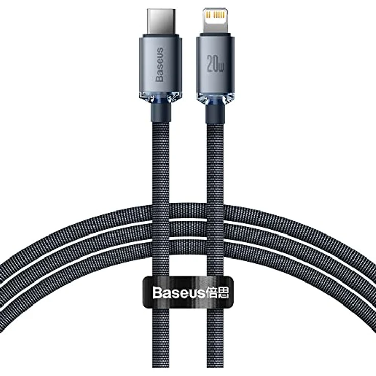 Baseus Crystal Shine Serie USB Typ C auf Lightning Schnellladekabel, 20W, 1,2m, schwarz – Bild 7