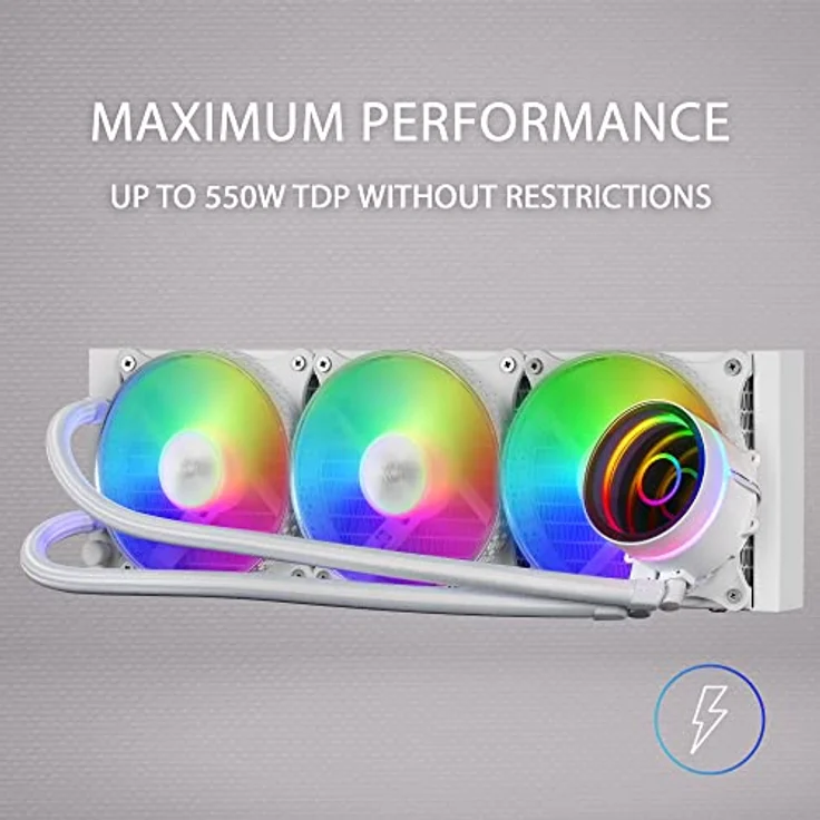 Mars Gaming ML-One RGB Wasserkühler AIO - 360mm, TDP 550W, Weiss mit FRGB Infinity Mirror und leisen FDB Lüftern – Bild 3
