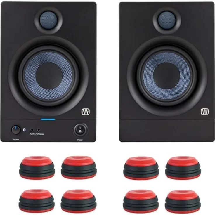 Presonus Eris 5 BT Bluetooth Studio Monitor-Boxen (100 W, 2. Generation, mit Boxenfüße rot)