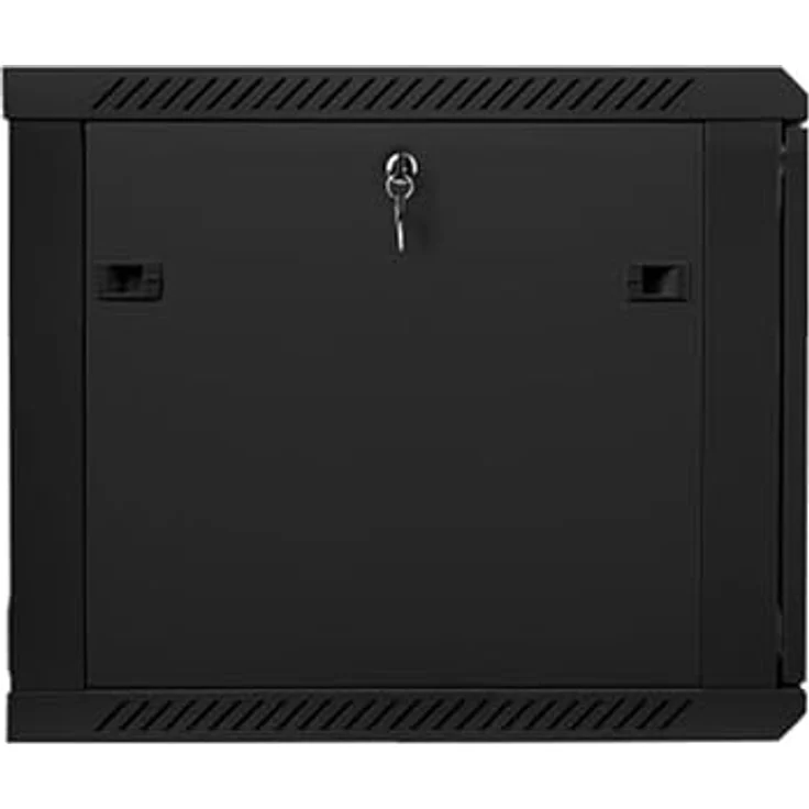 Lanberg WF01-6609-10B Rack 9U Wandmontiertes Regal Schwarz, Serverschrank aus Stahl und gehärtetem Glas, 60 kg Tragfähigkeit, IP20 – Bild 5