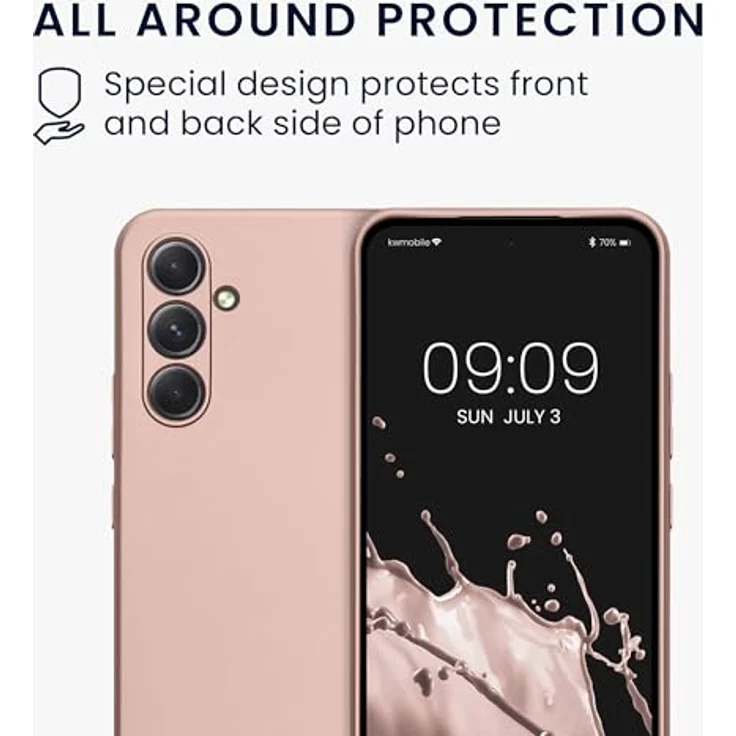 kwmobile Handyhülle für Samsung Galaxy A54 5G - weiche Silikon Schutzhülle mit metallischem Effekt in Metallic Rosegold, rutschfest und reißfest – Bild 5