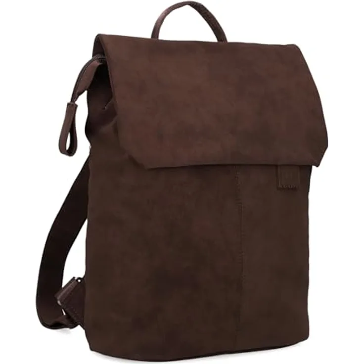 Zwei Damen City-Rucksack Mademoiselle.M MR13, 7 Liter Tagesrucksack mit gepolstertem Laptopfach, Magnet-Verschlussklappe, wasserfestem Kunstleder und Rückenpolsterung (nubuk-espresso)