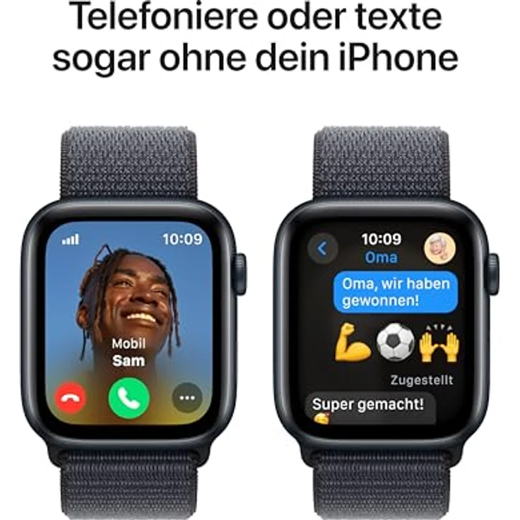 Apple Watch SE GPS + Cellular 44mm Aluminiumgehäuse Mitternacht mit Sport Loop Tinte - Fitness und Schlaftracker, Unfallerkennung, CO₂ neutral – Bild 4
