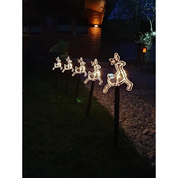 LED Rentierleuchtstäbe, mit 5 Stäben welche mit je 1 warmweisen LED ausgestattet sind