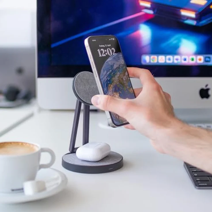 XLayer MagFix Pro 2-in-1 Ladestation Apple Wireless Charger I Standby I Magsafe Kompatibel I Magnetisch I Ladegerät I kabelloses schnelles Laden von iPhone 15 14/13/12/11 Pro Max Plus, AirPods – Bild 5