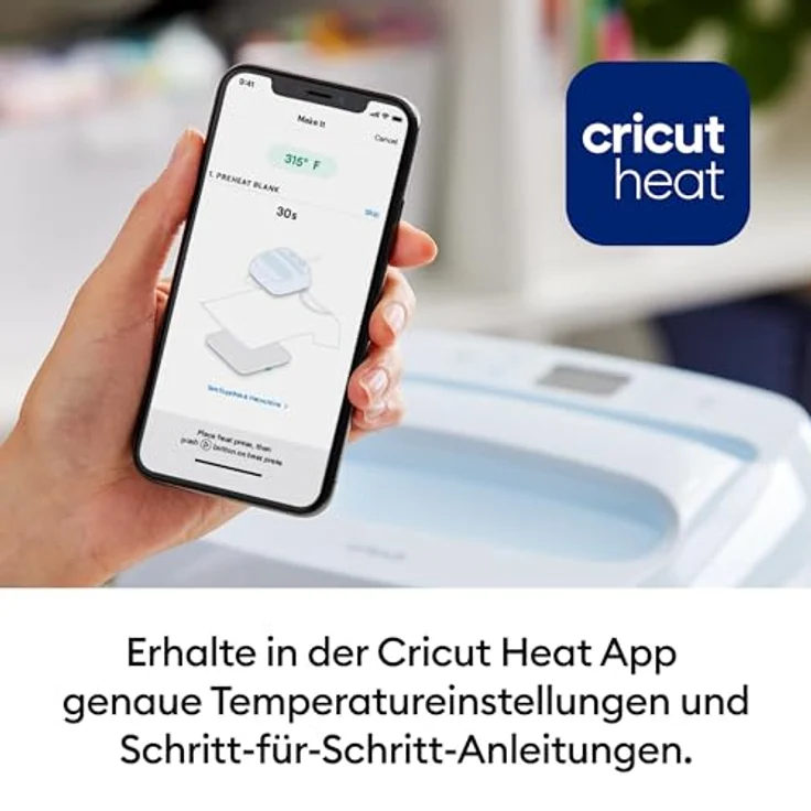 Cricut EasyPress 3, Heizplatte 22,5 cm x 22,5 cm (9 Zoll) mit Bluetooth-Verbindung und präziser Temperaturkontrolle bis 205 °C für T-Shirts, Kissen und Tragetaschen – Bild 5