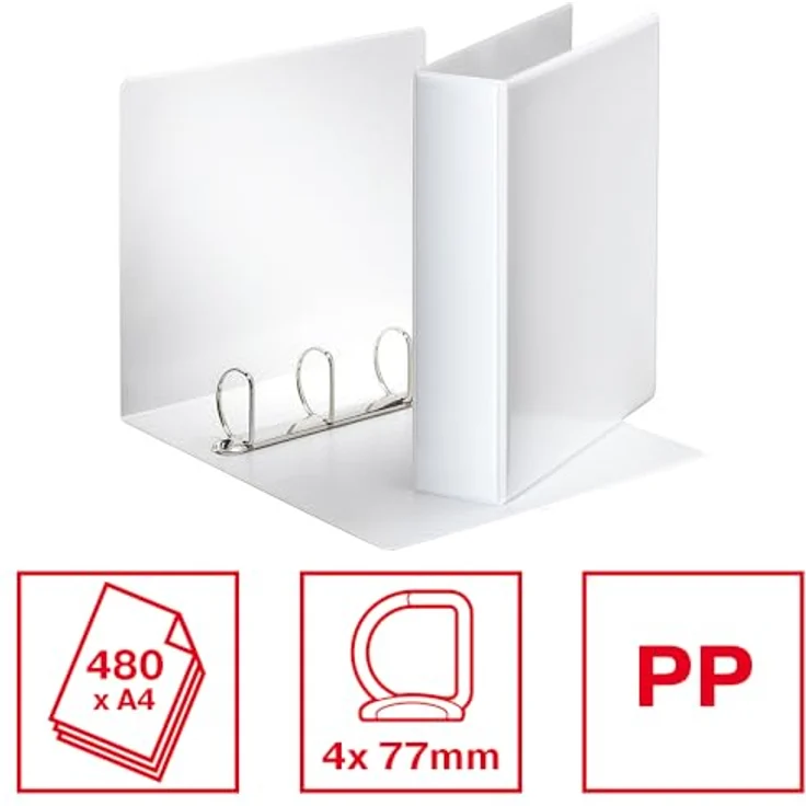 ESSELTE Präsentationsordner, Ringbuch A4 in weiss mit 4-Ring-Comi-D-Mechanik – Bild 3