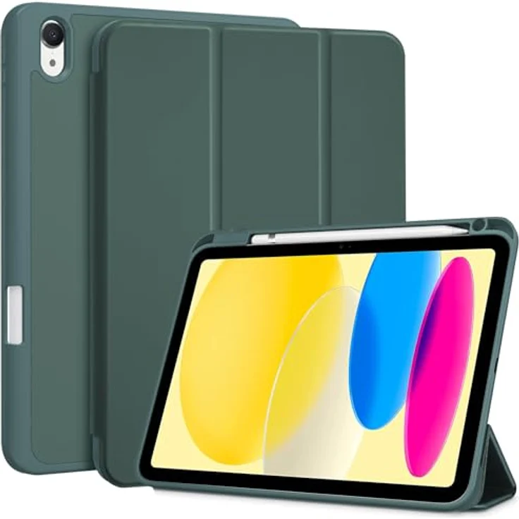 ProCase Hülle für iPad A16 11. & 10. Generation (2025/2022), leichte & dünne Schutzhülle mit Stifthalter und Smart Cover, Grün – Bild 1