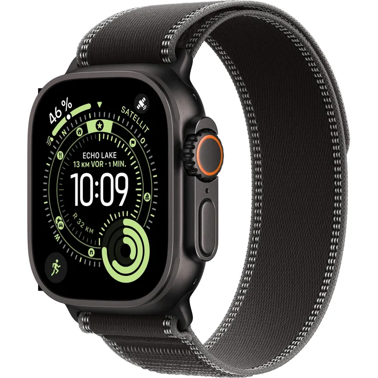 Apple Watch Ultra 3, Smartwatch mit 49 mm Display, 5G, Satellitenkommunikation, wasserdicht bis 100 m, Dual-Frequenz GPS, bis zu 72 Stunden Akkulaufzeit