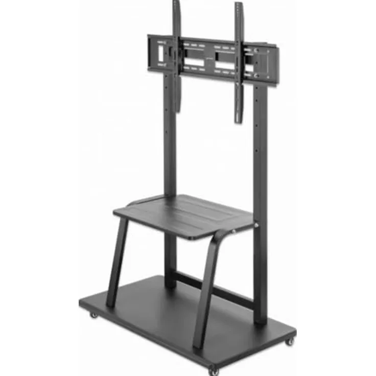 Manhattan Multimedia TV-Ständer auf Rollen mit extrem hoher Traglast (100", 150 kg), TV Ständer, Schwarz