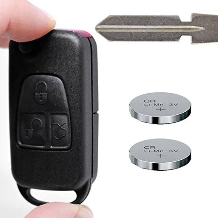 mt-key Auto Klapp Schlüssel 3 Tasten für Mercedes Benz W210 E-Kl W163 ML 98-05 SL, inklusive HU39 Rohling und 2x CR2025 Knopfzelle