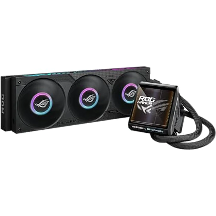 ASUS ROG STRIX LC IV 360 ARGB, All-in-One Flüssig-CPU-Wasserkühlung mit 5,08" IPS-Display und Dreifach-ARGB-Lüftern – Bild 1