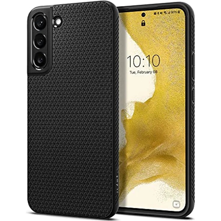 Spigen Liquid Air Hülle Kompatibel mit Samsung Galaxy S22 -Schwarz Gemustertes TPU, Eckschutz, Air Cushion Technologie – Bild 1