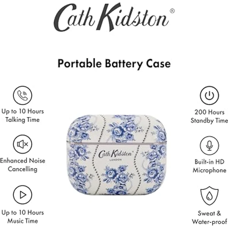 VQ Cath Kidston Kabellose Ohrhörer TWS 5.3 mit ENC, Bluetooth, bis zu 48 Stunden Akkulaufzeit, ergonomisches Design, für iPhone & Android – Bild 4