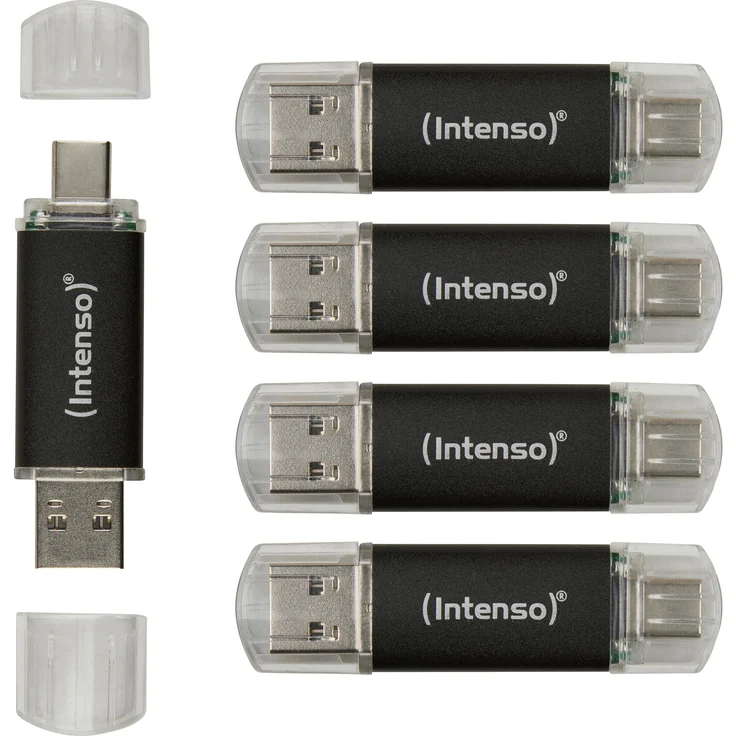 Intenso Twist Line USB Stick, 32 GB mit USB-A und USB-C, Schwarz, bis zu 70 MB/s Transferrate – Bild 1
