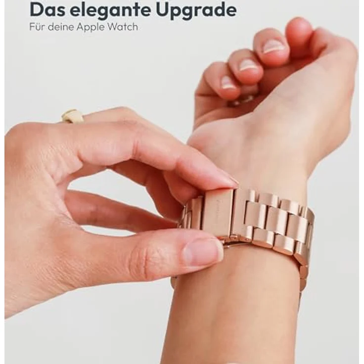 VONMÄHLEN Link Bracelet, Edelstahlarmband für Apple Watch in Rose Gold, kompatibel mit 44 | 45 | 46 | 49mm, elegantes Five-Link Design aus Titan Grad 2, ideal für Büro und Sport – Bild 5