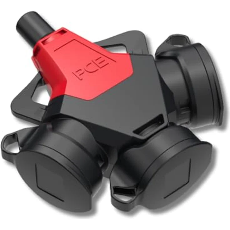 PCE PC Electric 253711-sr, 3-fach Kupplung aus Gummi, 250 V Rot, IP54, staub- und spritzwassergeschützt – Bild 2