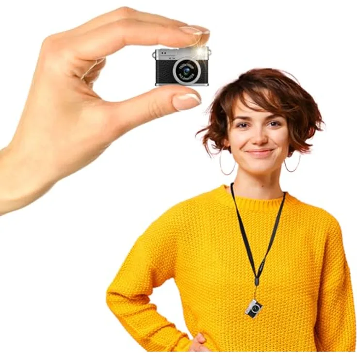 Easypix MiniPro XS1, Digitalkamera 2 Megapixel im Retro-Look, Full HD Video, Schwarz/Silber, mit integriertem Blitz und Akku