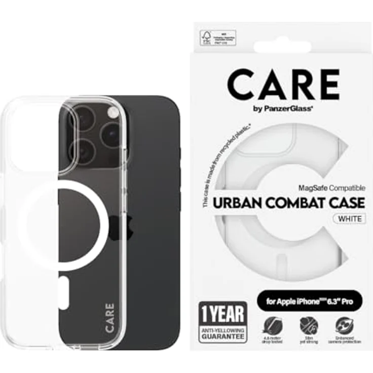 PanzerGlass CARE FlagShip MagSafe Schutzhülle für Apple iPhone 16 Pro 16 cm (6,3 Zoll) 2024, 4,5 m Fallschutz, Vergilbungsschutz, schlankes Profil, erhöhte Kameralünette, MagSafe-kompatibel – Bild 2