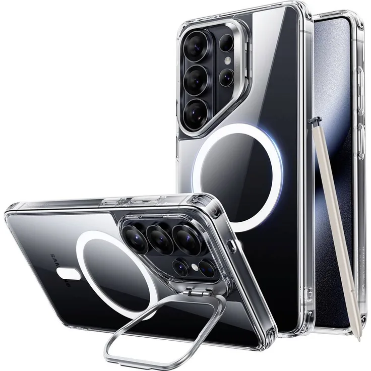 ESR HaloLock Case für Samsung Galaxy S26 Ultra, Hybrid-Hülle mit magnetischer Funktion, transparent, inkl. Kickstand für Videoschutz und Stoßabsorption