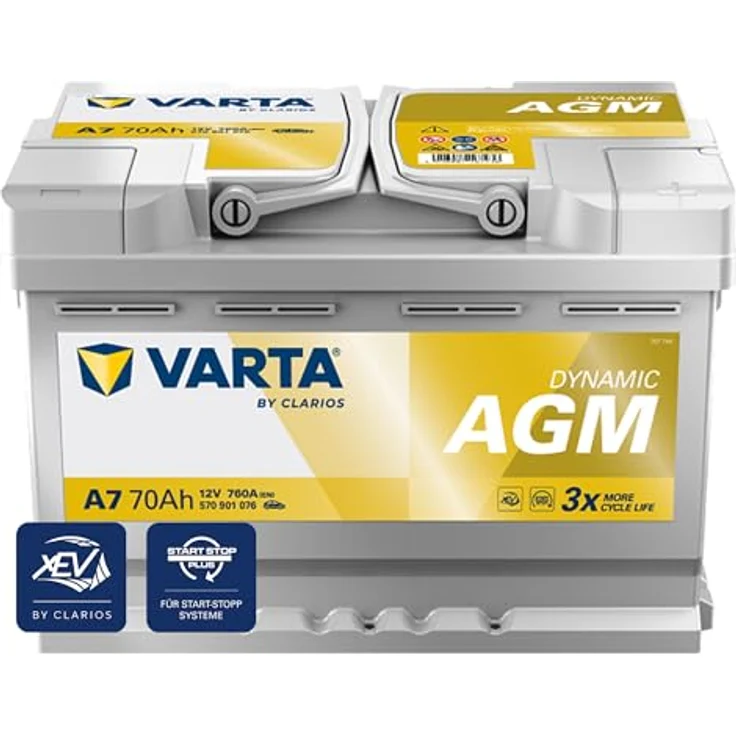 VARTA A7 Silver Dynamic AGM 12V 70Ah 760A Autobatterie für Start-Stop Systeme, auslaufsicher und rüttelfest, inklusive 7,50 Pfand – Bild 1