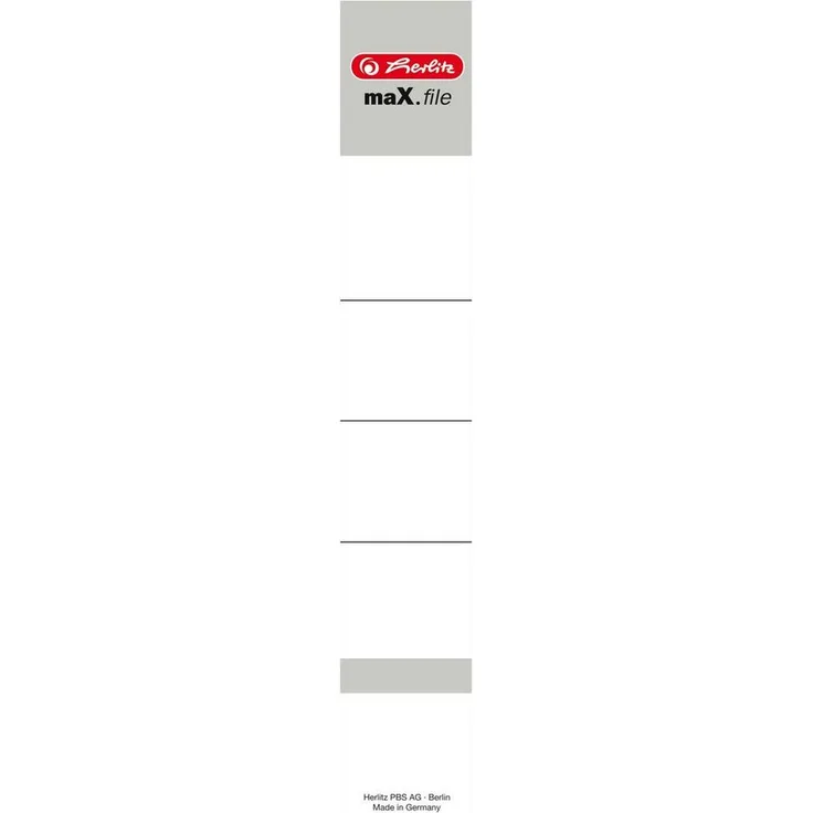 Herlitz Ordnerrücken-Einsteckschilder maX.file, 30 x 190 mm, weiß, 10 Etiketten, für Wechselfenster