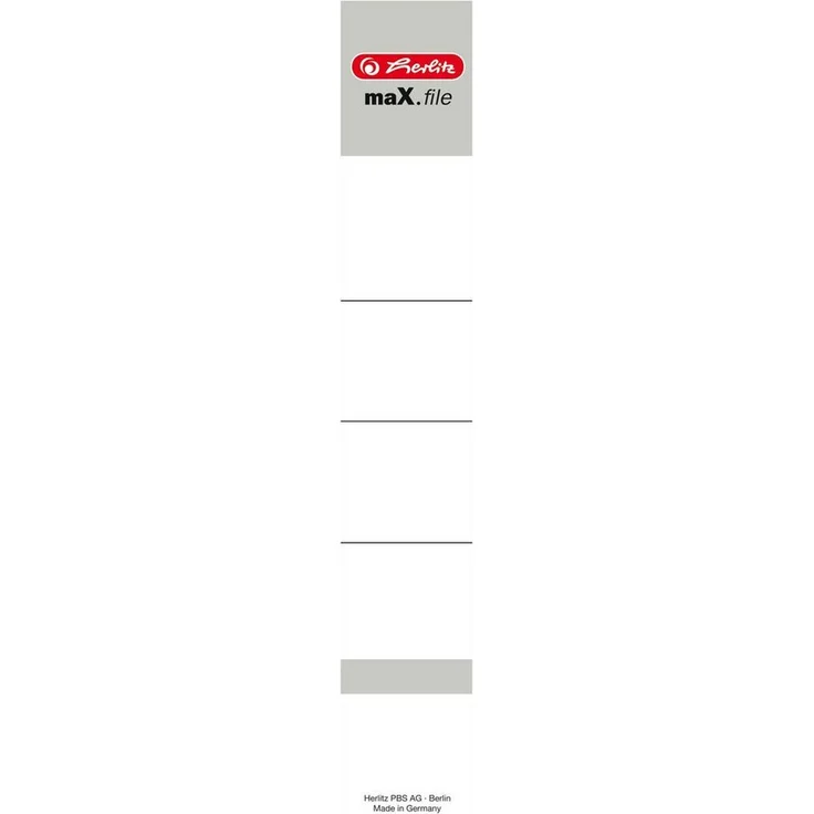 Herlitz Ordnerrücken-Einsteckschilder maX.file, 30 x 190 mm, weiß, 10 Etiketten, für Wechselfenster – Bild 1