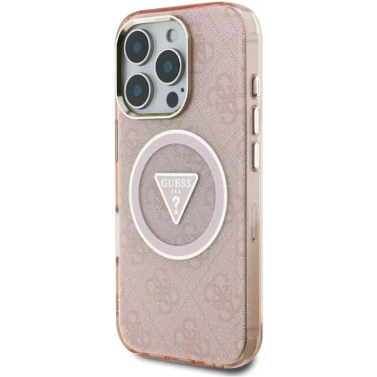 CG MOBILE Guess IML Metal Glitter 4G Circle Triangle, MagSafe-kompatible Hülle für iPhone 16 Pro Max, Rosa, TPU/PC Hardcase – Bild 2