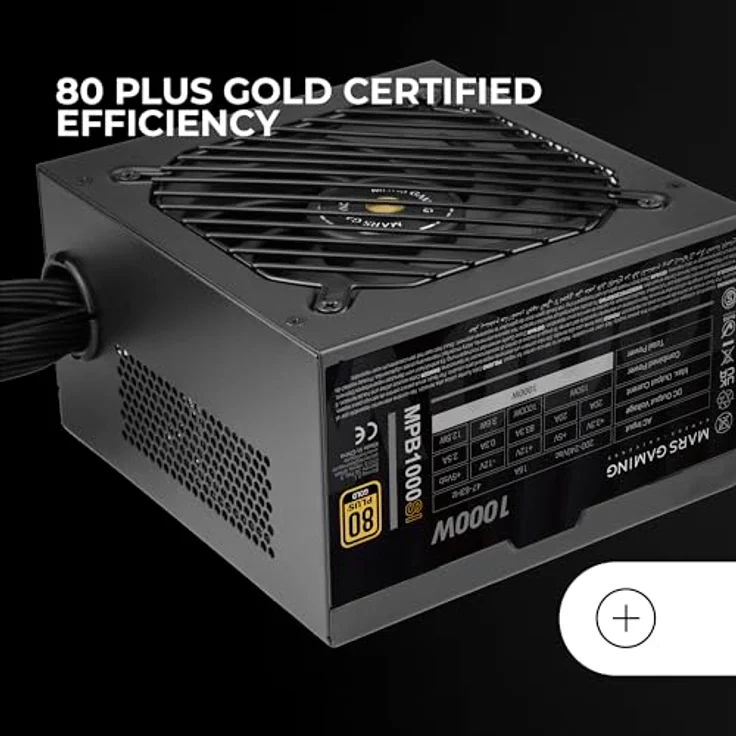 Mars Gaming MPB1000SI, ATX Netzteil 1000W, 80Plus Gold 90%, 7 Jahre Garantie, SI Extreme Silence Lüfter, Schwarz – Bild 4