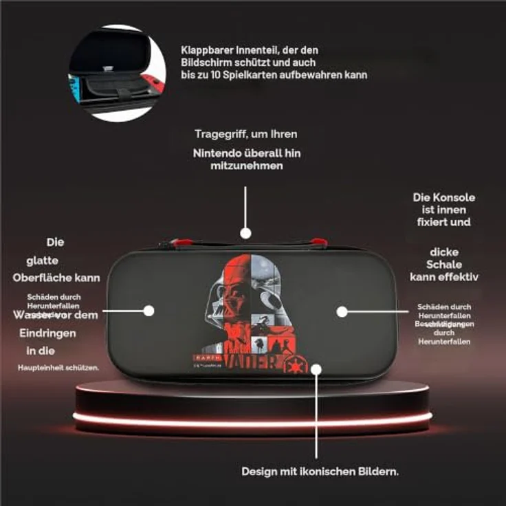 WONDEE Nintendo Switch Tasche, Switch OLED und Lite Hülle mit Star Wars Darth Vader Design, interner Bildschirmschutz und Platz für 10 Spiele – Bild 3